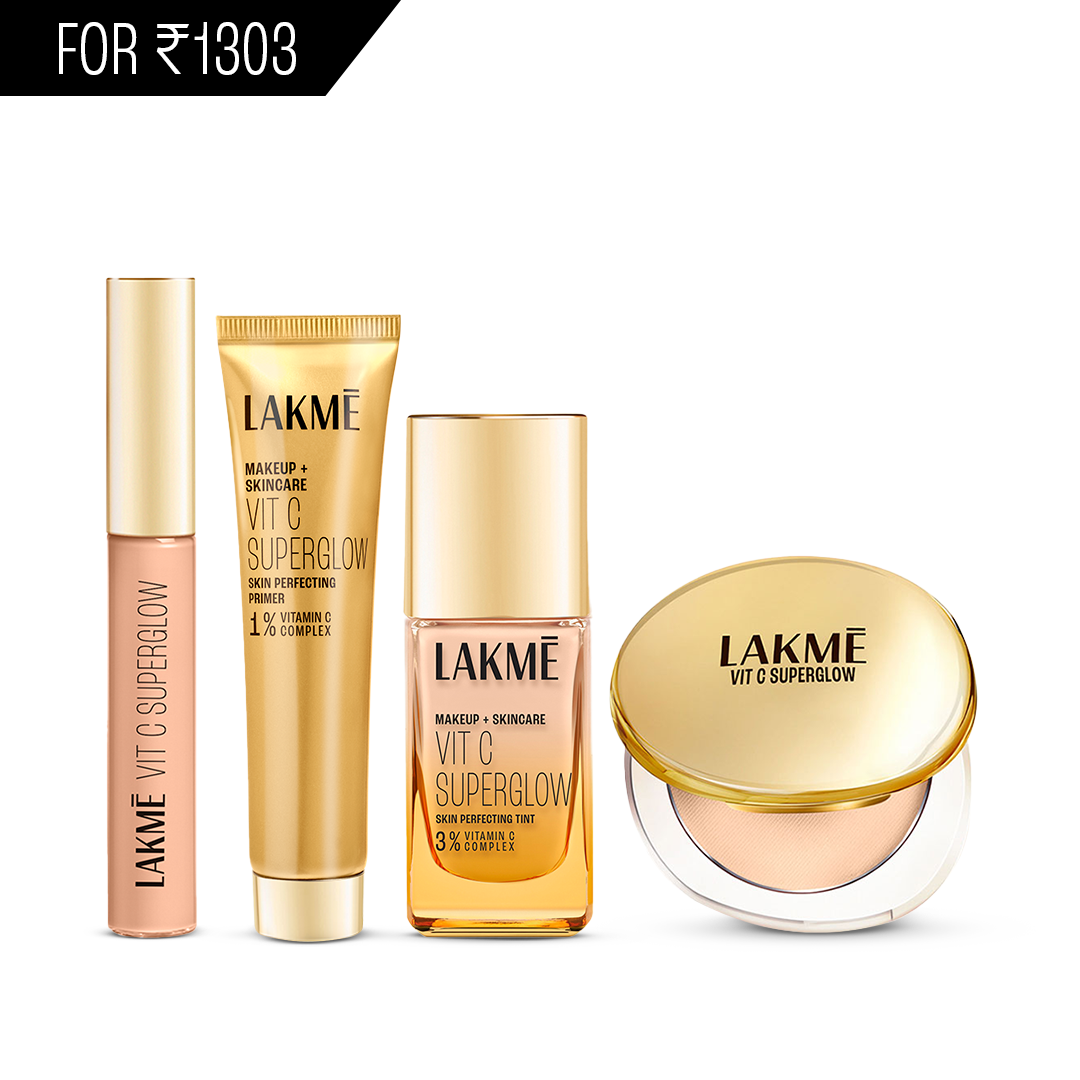 Lakmē Makeup+Skincare VitC Superglow Skin Perfecting Collection (Set of 4)