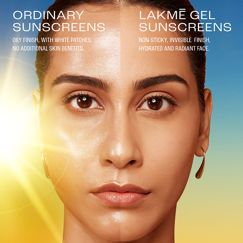 Lakmē Sunscreen Gel SPF 50 PA+++Niacinamide, Water-Light, For Normal to Oily Skin,No White Cast 50g