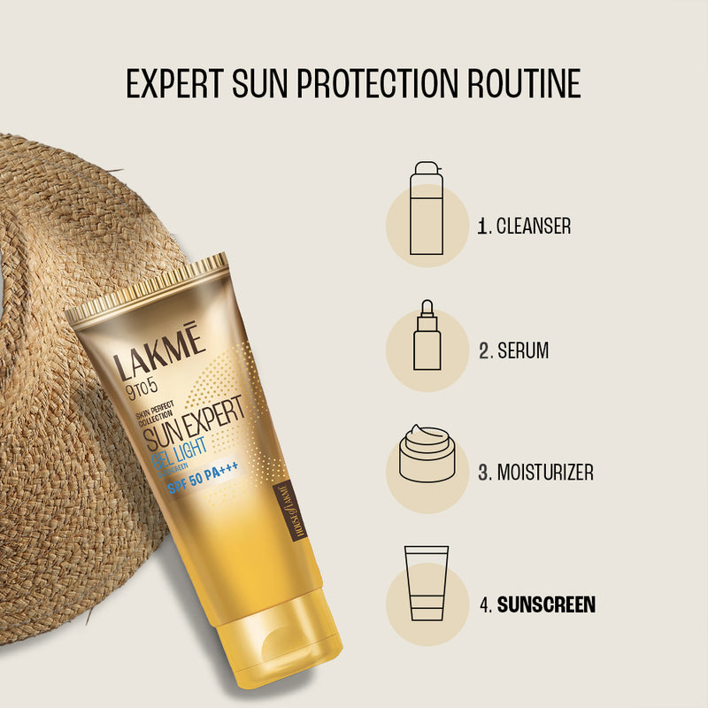 Lakmē  Sun Expert Gel light Sunscreen, SPF 50 PA+++ |UVA/B protection, Matte Finish 100gm