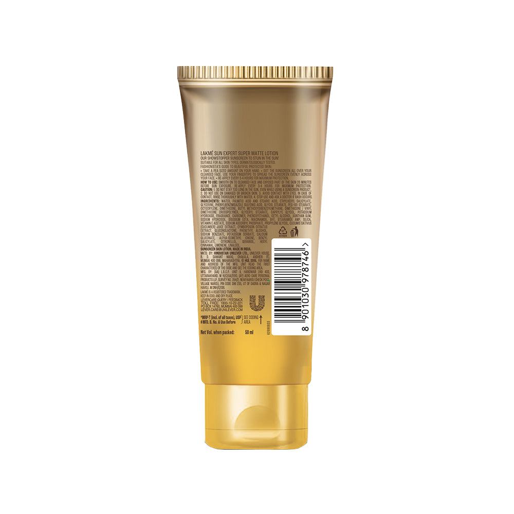Lakmē Sun Expert SPF 25 PA++ Super Matte Lotion Sunscreen, Lightweight, Non Sticky,50ml