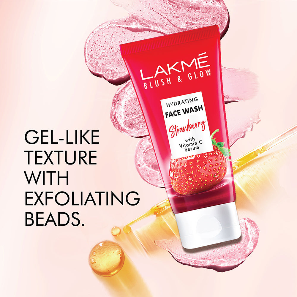 Lakmē Blush & Glow Strawberry Freshness Gel Face Wash with Strawberry Extracts, 50 g