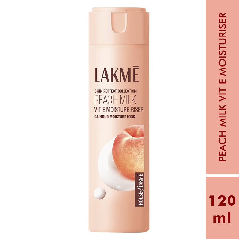 Lakmē Peach Ceramide Moisturizer with Hyaluronic,For Dry Skin, Normal Skin & Sensitive Skin 120ml