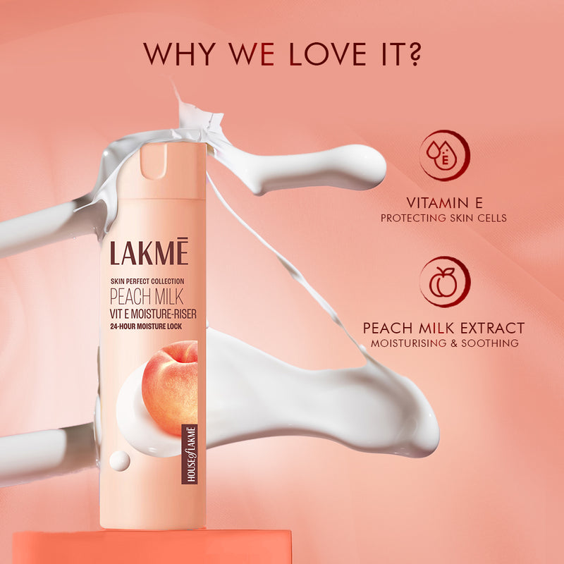 Lakmē Peach Ceramide Moisturizer with Hyaluronic,For Dry Skin, Normal Skin & Sensitive Skin 120ml