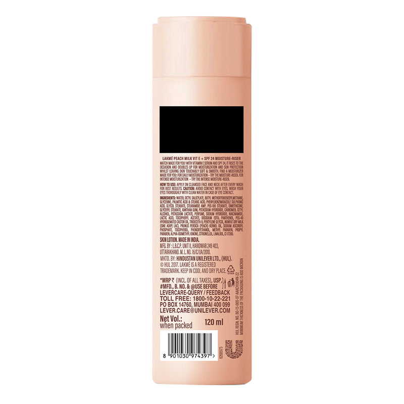 Lakmē Peach Milk Moisturizer SPF 24 PA Sunscreen Lotion 120 ml