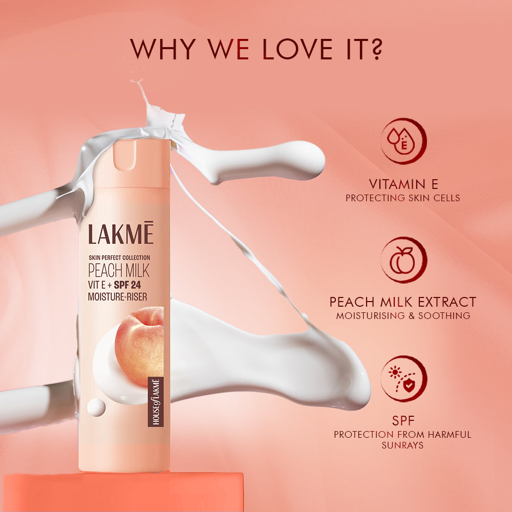 Lakmē Peach Ceramide Moisturizer with SPF 24| For Dry Skin, Normal Skin & Sensitive Skin 120ml