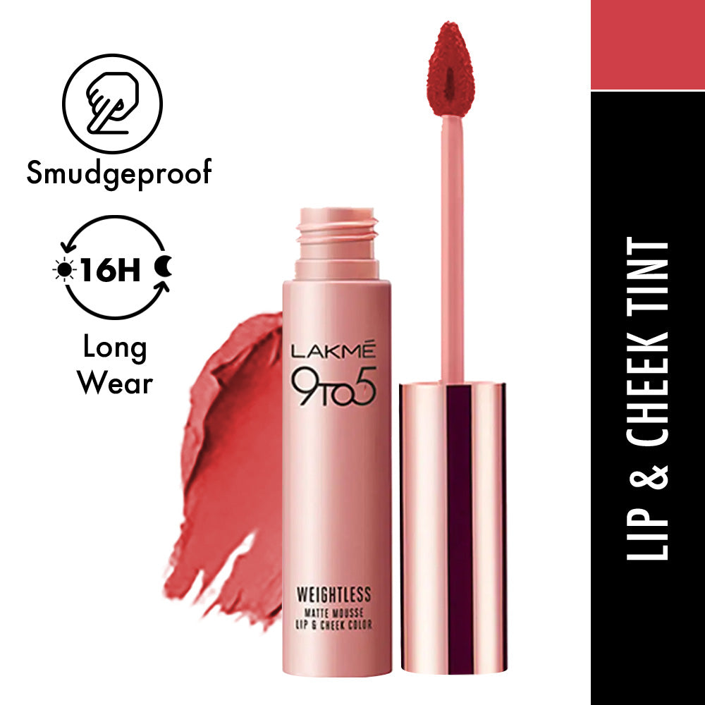 Lakmē 9to5 Weightless Mousse Lip and Cheek Color-Crimson Silk