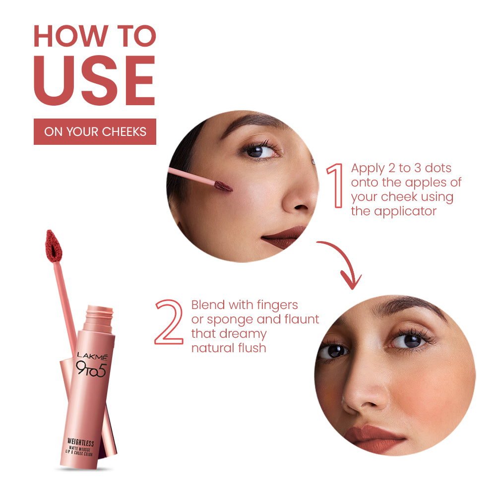 Lakmē 9to5 Weightless Mousse Lip and Cheek Color-Rose Touch