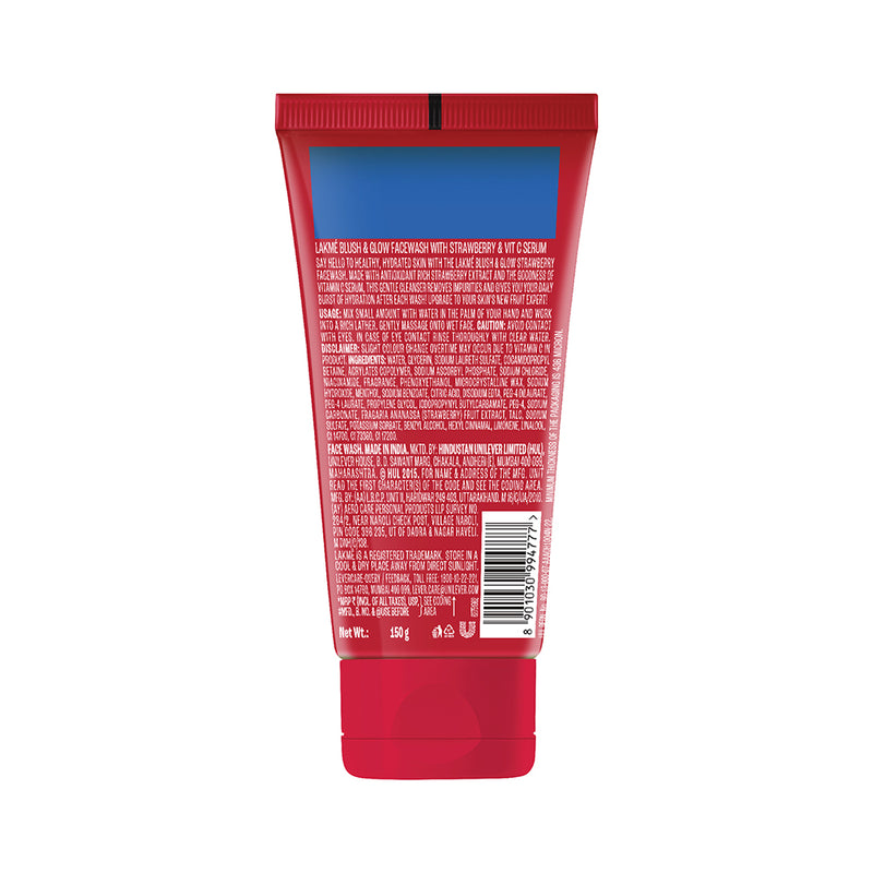 Lakmē Blush & Glow Strawberry Freshness Gel Face Wash with Strawberry Extracts, 150g