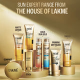 Lakmē Sun Expert Tinted Sunscreen SPF 50 PA +++ Broad spectrum  UVA/B protection Blue light protection No White Cast for all dry, oily, normal skin Matte Finish 100 ml