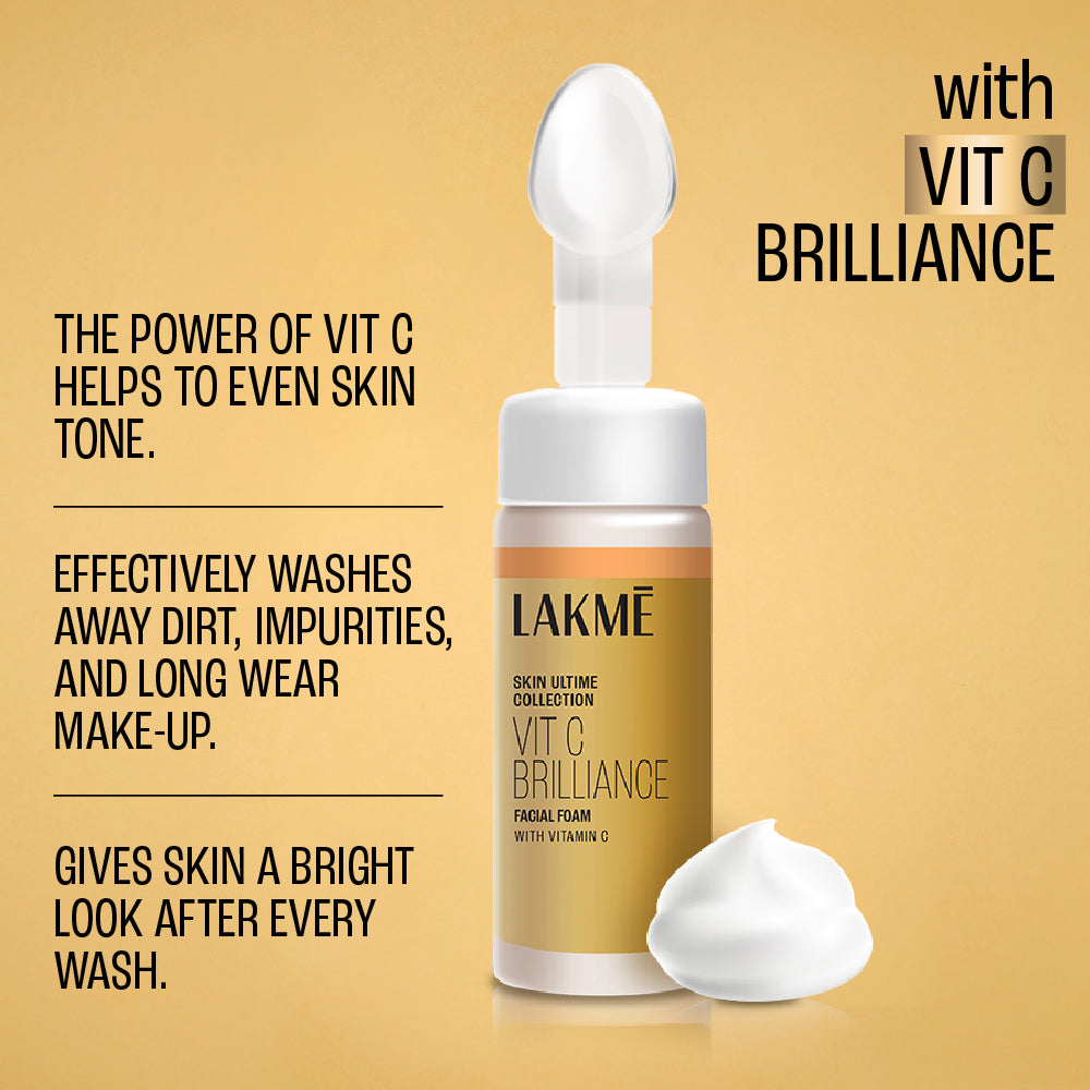 Lakmē Vitamin C Brilliance Facial Foam Vitamin C Foaming Facewash for brighter skin 150ML