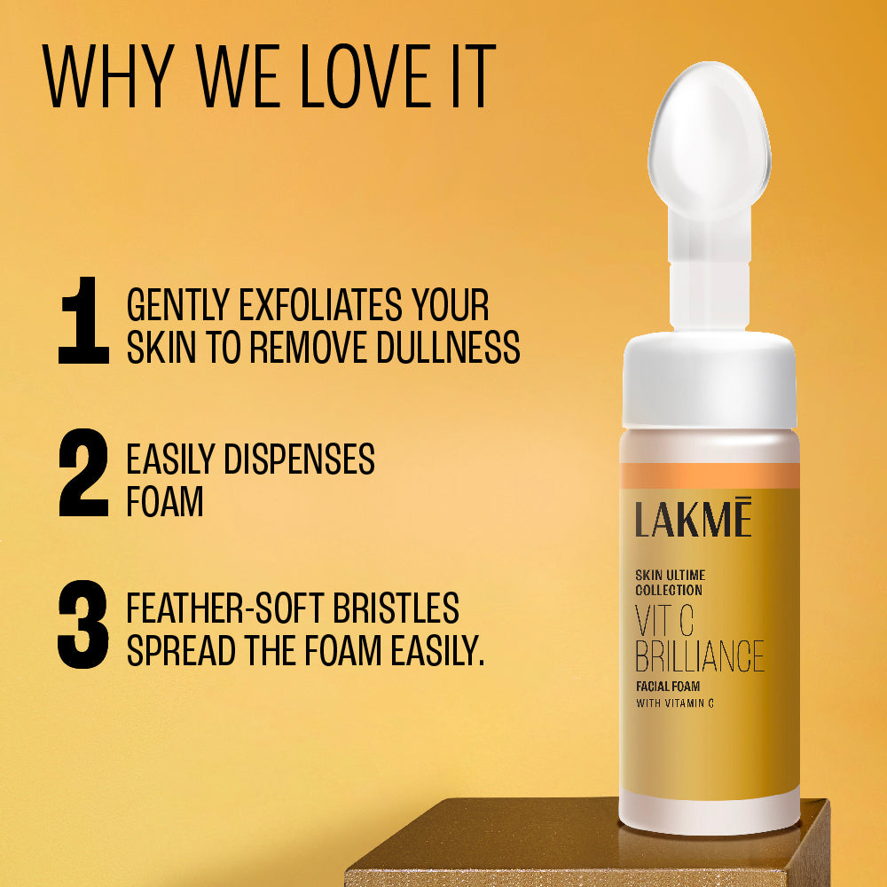 Lakmē Vitamin C Brilliance Facial Foam Vitamin C Foaming Facewash for brighter skin 150ML