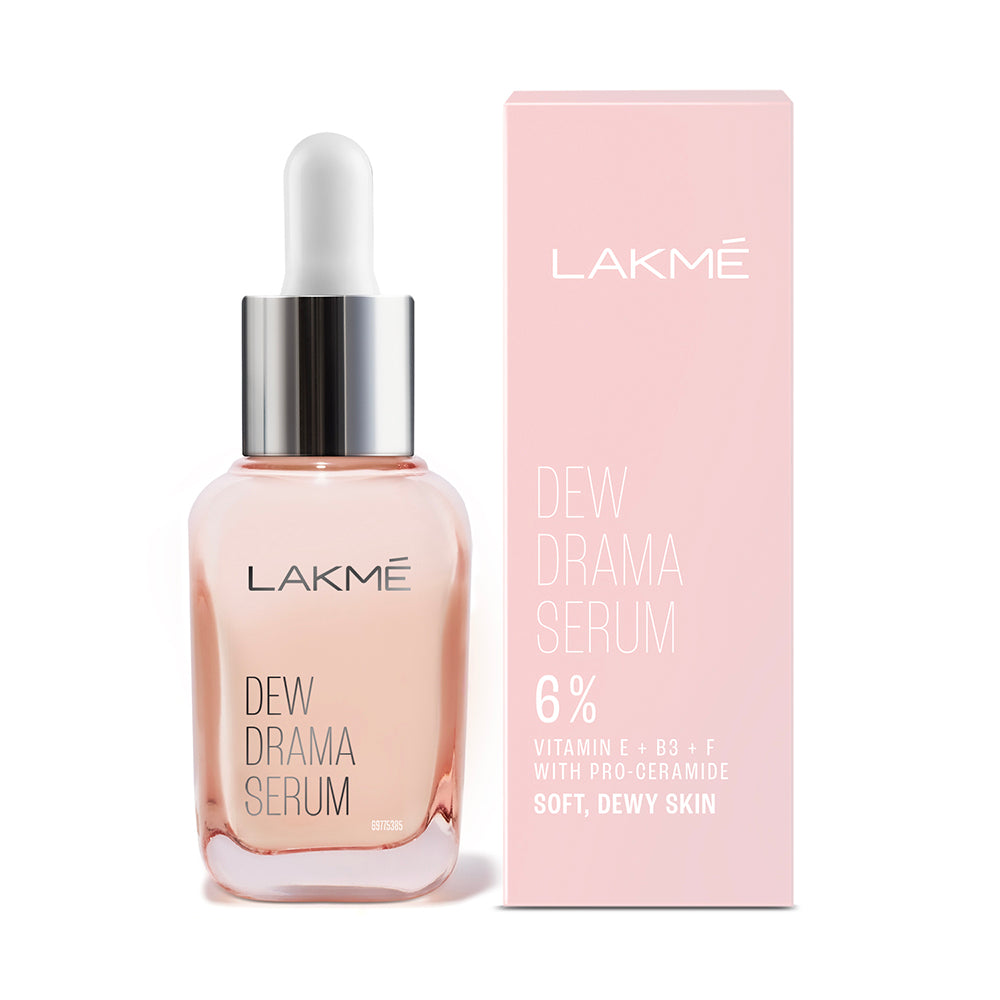 Lakmē Dew Drama Serum 6% Vitamin E & Pro-Ceramide for Skin Barrier & Dewy Radiance 15ml