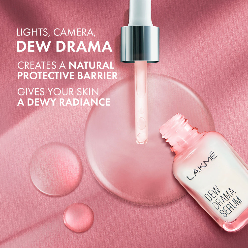 Lakmē Dew Drama Serum 6% Vitamin E & Pro-Ceramide for Skin Barrier & Dewy Radiance 15ml