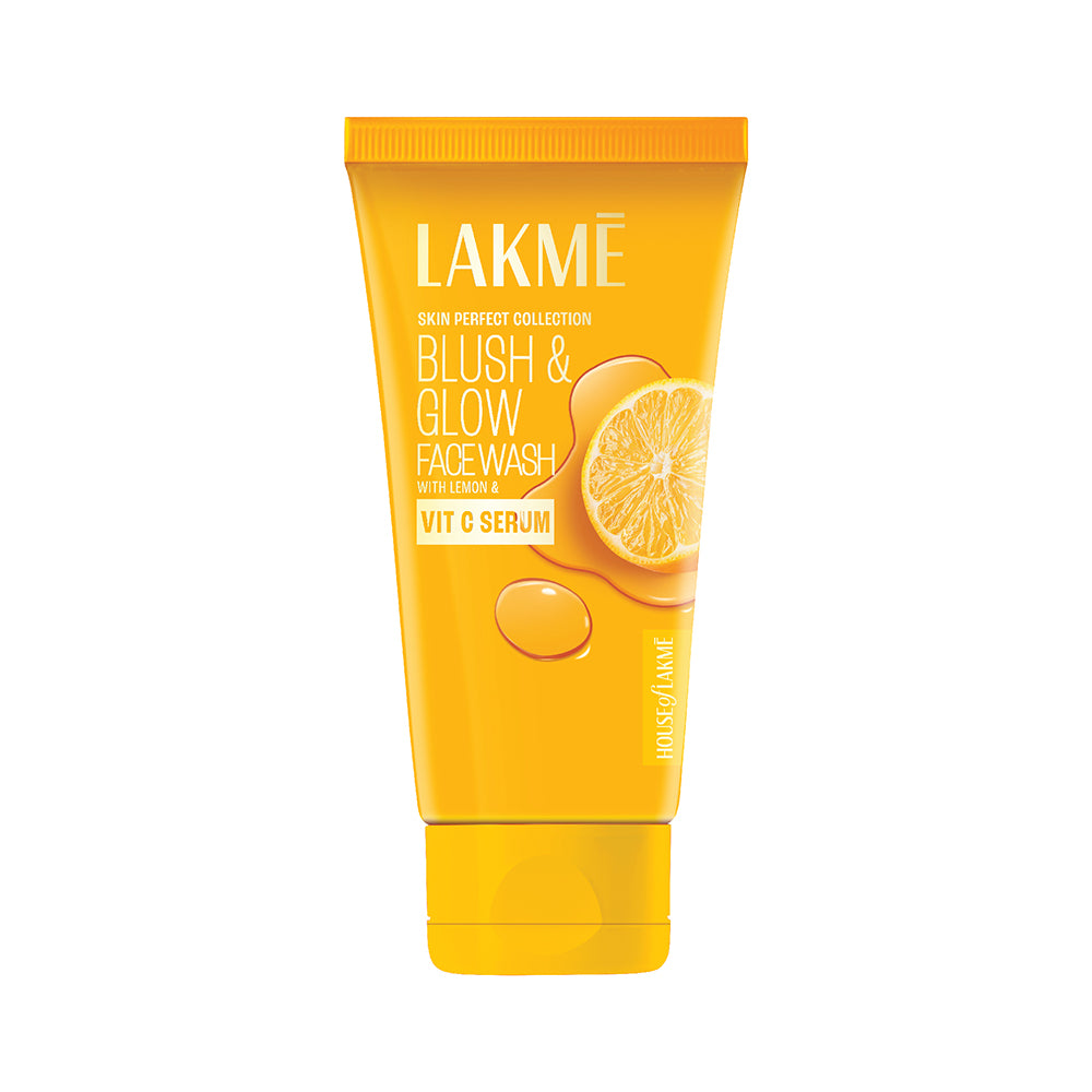 Lakmē Blush & Glow Brightening Face Wash with Vitamin C Serum and Lemon Fruit Extracts, 150gm