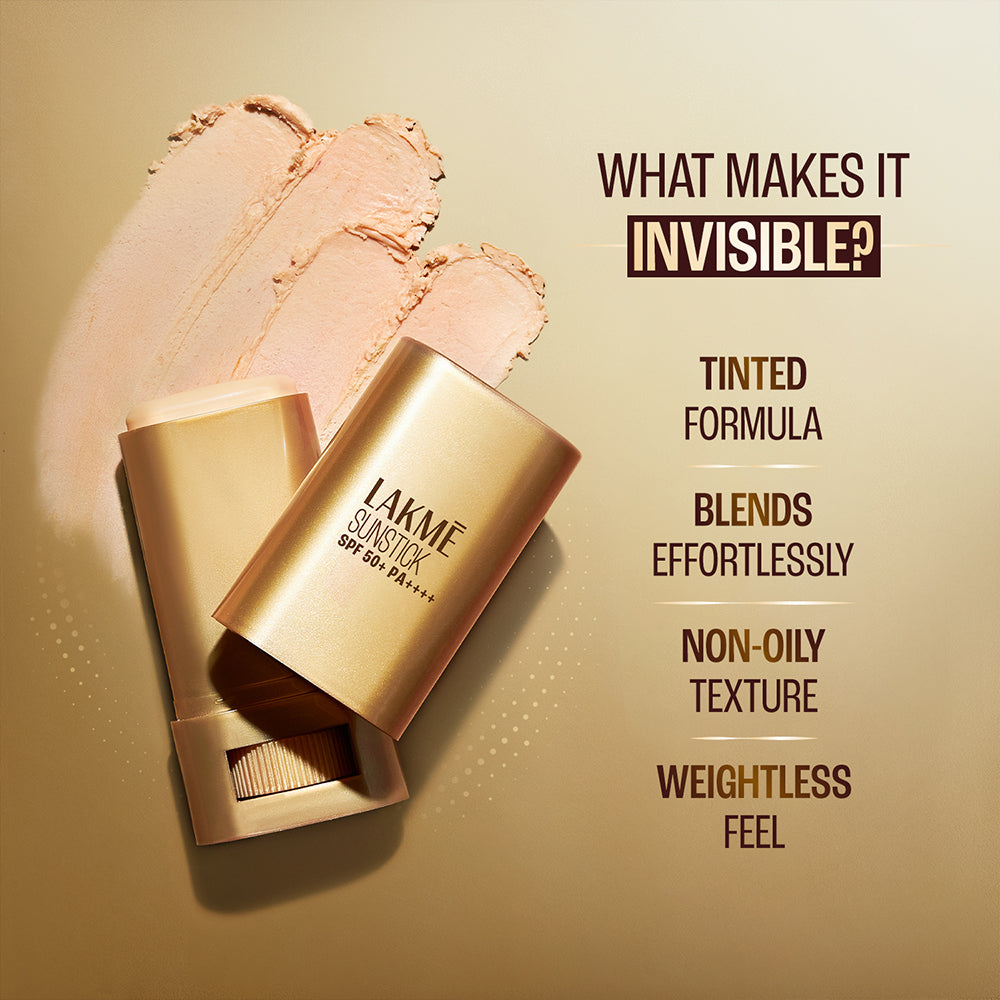 Lakmē Sun Expert Invisible Sunstick SPF 50+ PA++++ for UVA/B,No white cast,on the go protection 18G