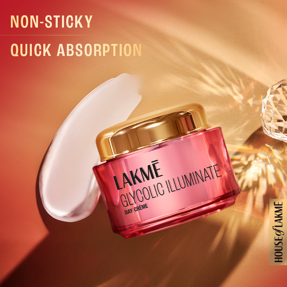 Lakmē Glycolic Illuminate Day Cream with Glycolic Acid for Radiant & Even Tone Skin