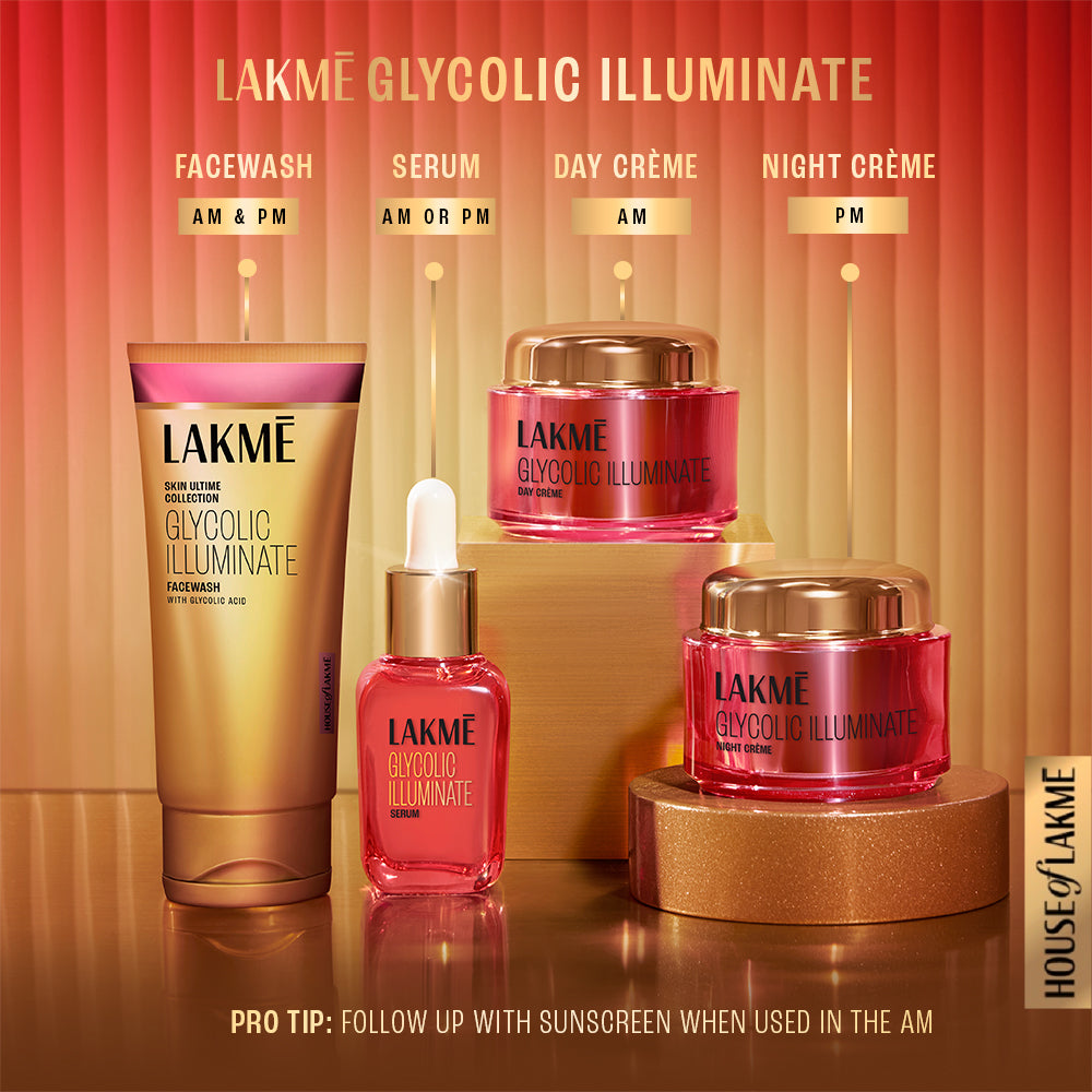 Lakmē Glycolic Illuminate Night Cream with Glycolic Acid & 1% Niacinamide for Skin Cell Regeneration
