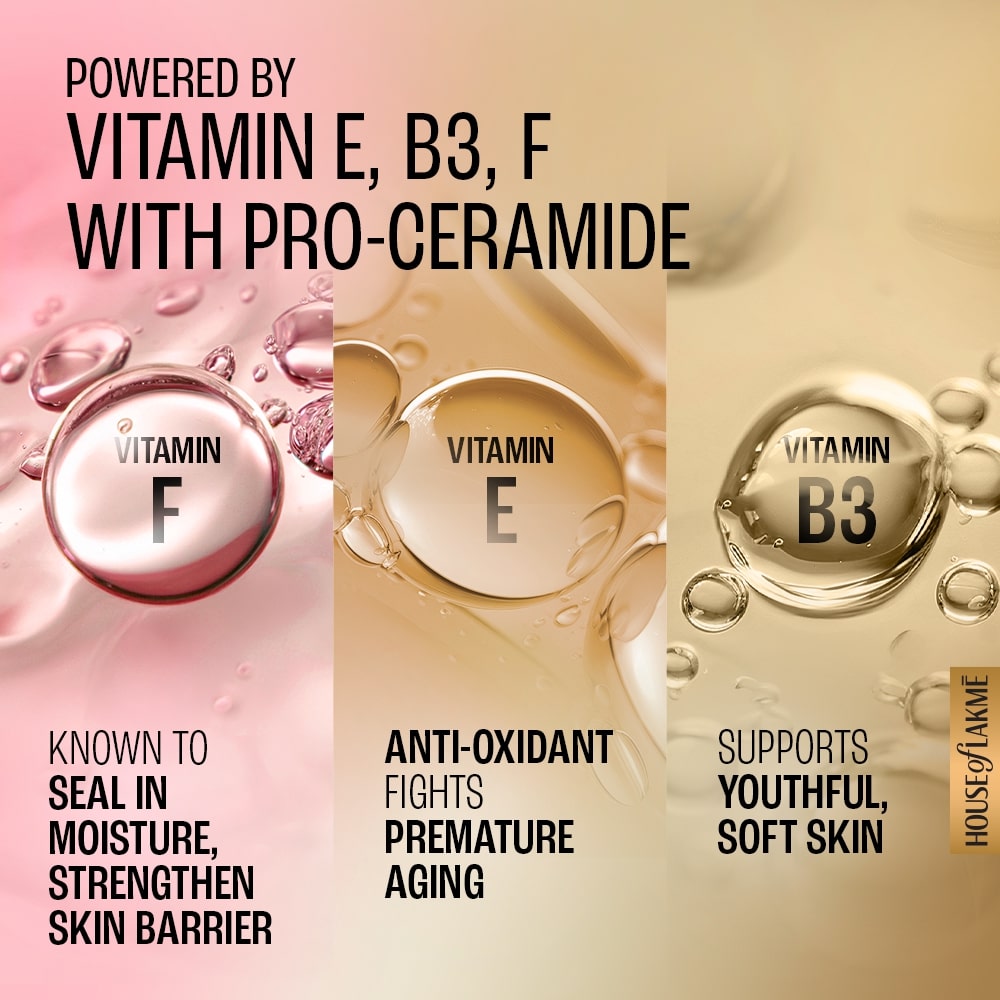 Lakmē Dew Drama Gel Creme, Pro-Ceramides, Vit E + Vit B + Vit F 50G