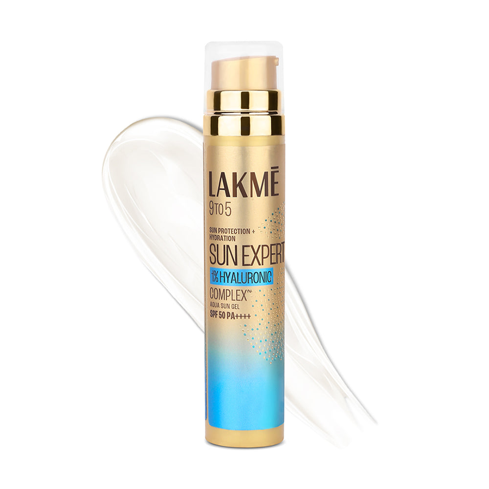 Lakmē Sun Expert 1% Hyaluronic Sunscreen, SPF 50 PA+++ for UVA/B, No white cast, for hydrated skin