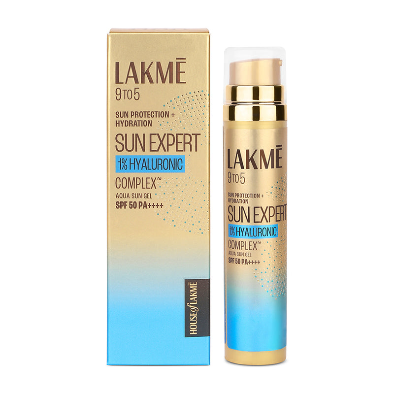 Lakmē Sun Expert 1% Hyaluronic Sunscreen, SPF 50 PA+++ for UVA/B, No white cast, for hydrated skin