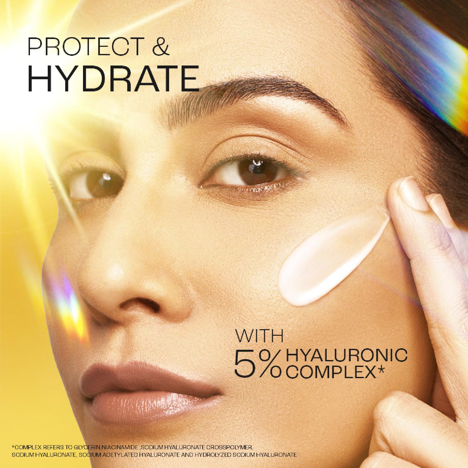 Lakmē 5% Hyaluronic water-light Sunscreen gel SPF 50 Pa++++ In-Vivo tested, Plump & Hydrated skin, With New-Age UV Filters, Boosts Glow, Reduces Dullness & Dark Spots  56g