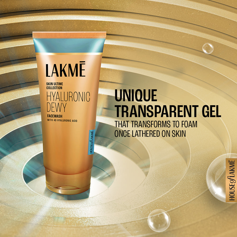 Lakmé Hyaluronic Dewy Facewash with 4D Hyaluronic Acid for Deep Hydration & Glowing Skin, 100gm