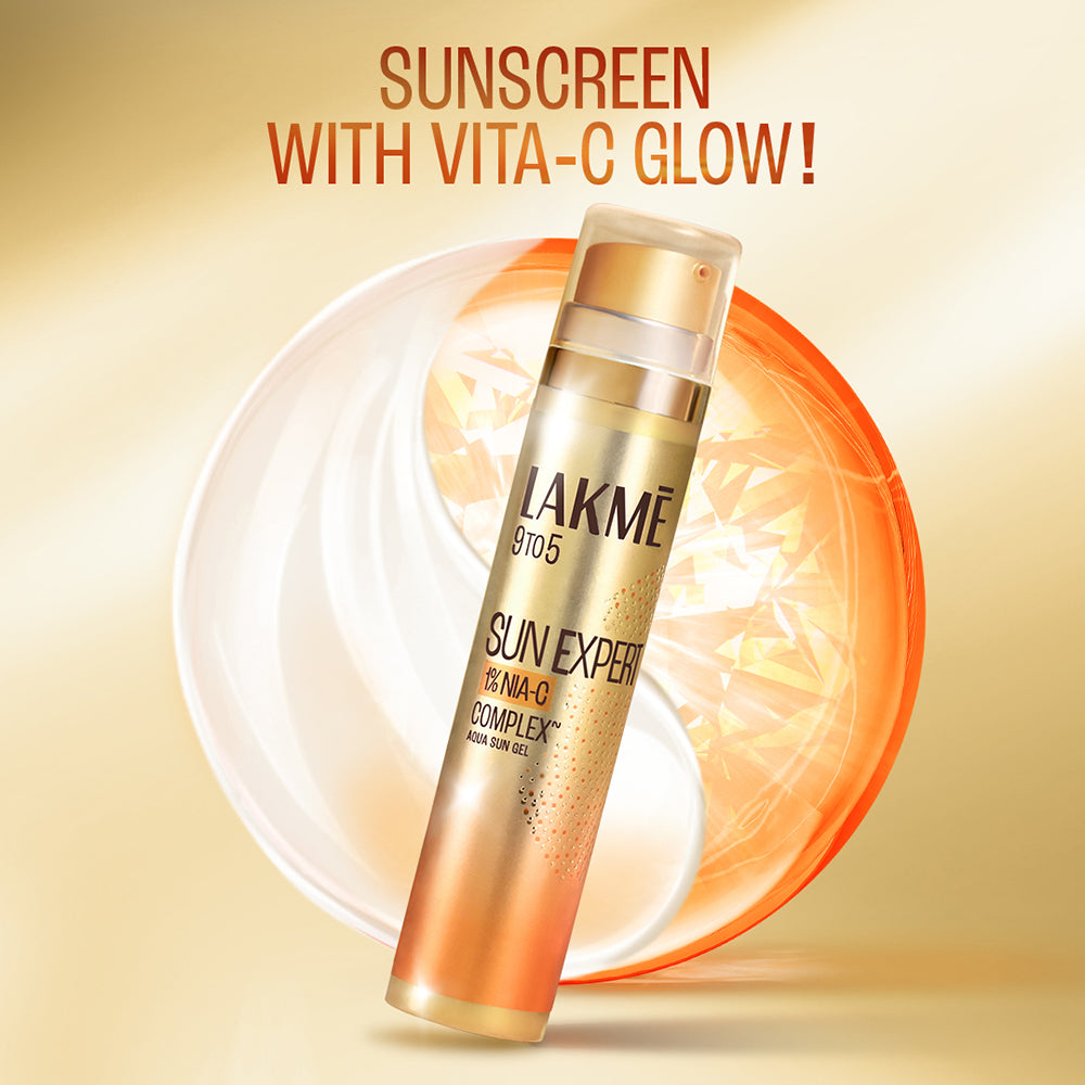 Lakmē 1% Niacinamide & VIT C water-light Sunscreen gel SPF 50 Pa++++For Oily Skin,2X Glow,56G