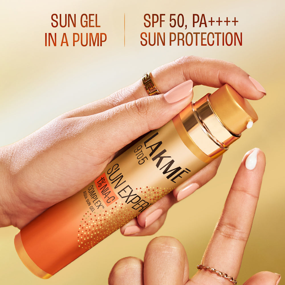 Lakmē 1% Niacinamide & VIT C water-light Sunscreen gel SPF 50 Pa++++For Oily Skin,2X Glow,56G