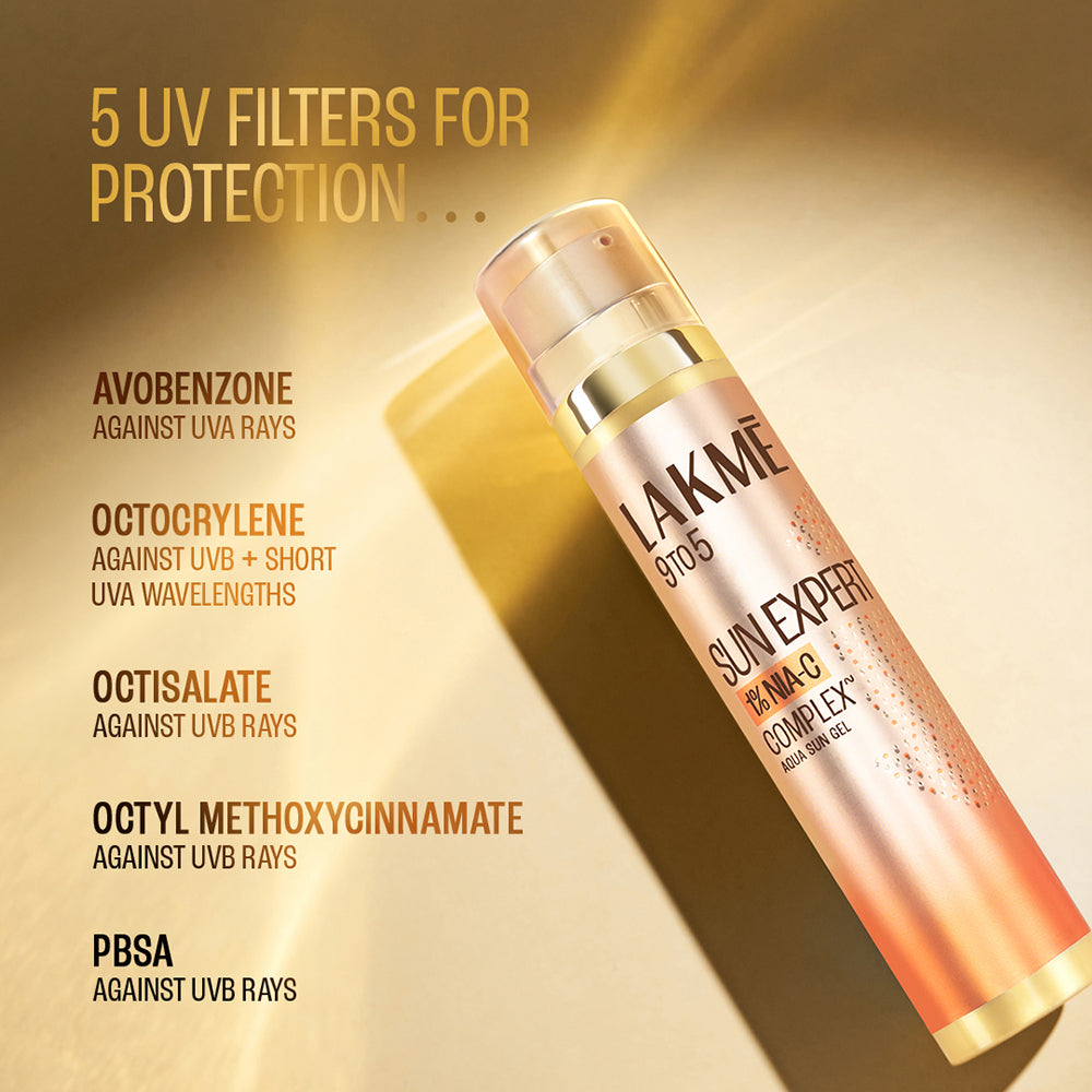 Lakmē 1% Niacinamide & VIT C water-light Sunscreen gel SPF 50 Pa++++For Oily Skin,2X Glow,56G