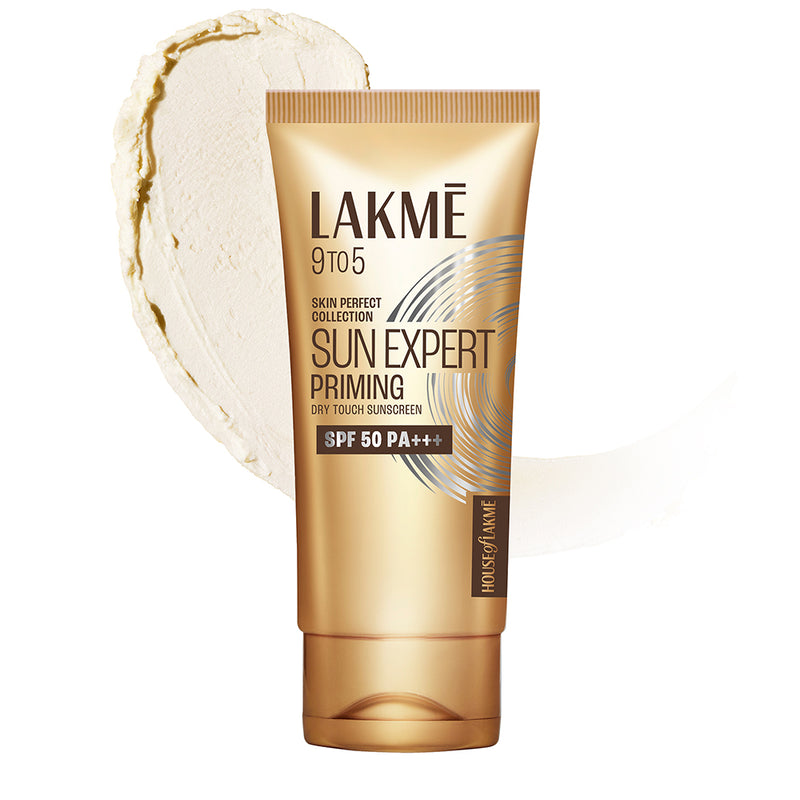 Lakmē Sun Expert Primer + Sunscreen, SPF 50 PA+++ for UVA/B, mattifying for makeup lovers