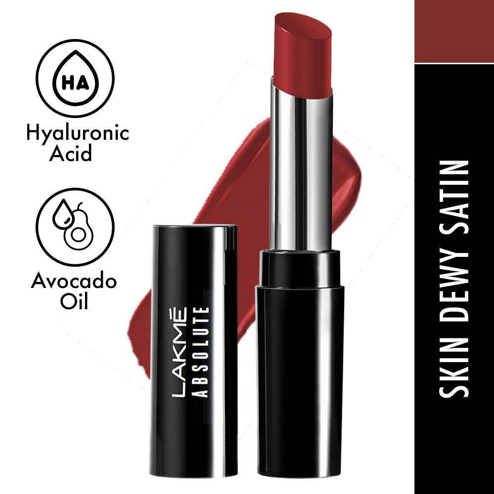 Lakmē Absolute Skin Dew Satin Lipstick-301 Red Dare