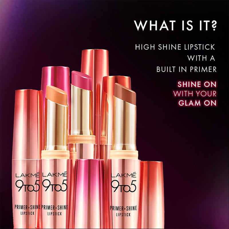 Lakmē 9 to 5 Primer + Shine Lipstick-SR2 Burnt Red