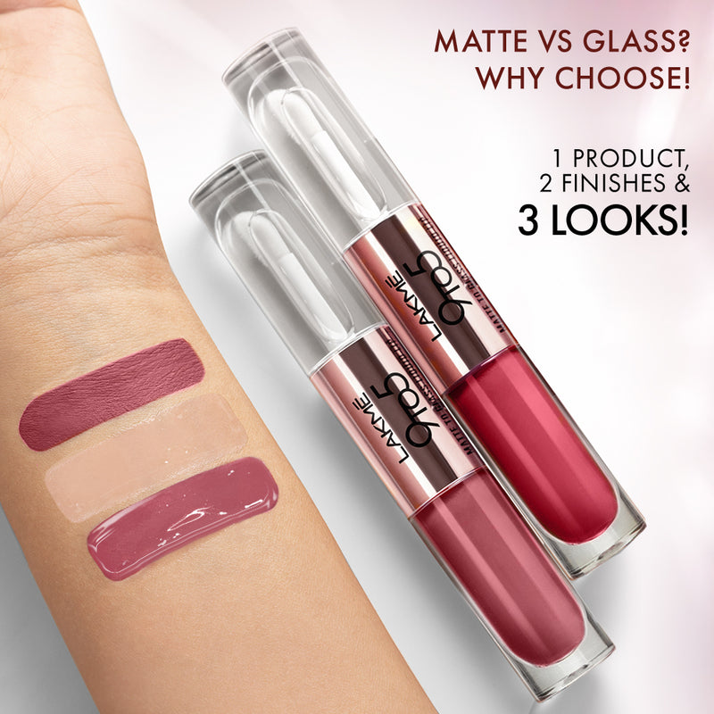 Lakmē 9 to 5 Matte to Glass Liquid Lip-Vintage Red