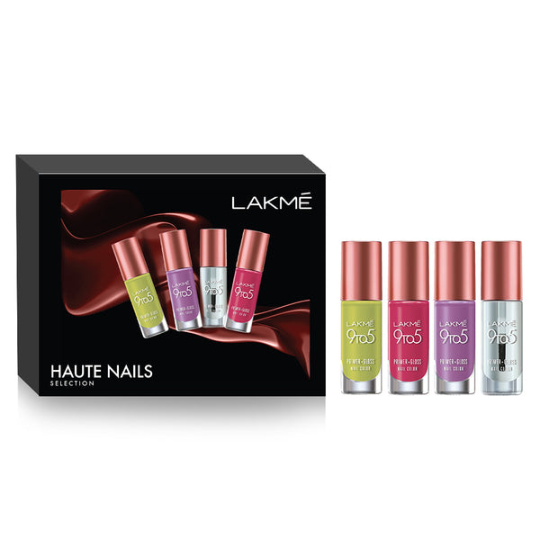 Lakme's Haute Nails Selection (Set of 4 Lakme 9to5 Primer+Gloss Nail Paints)