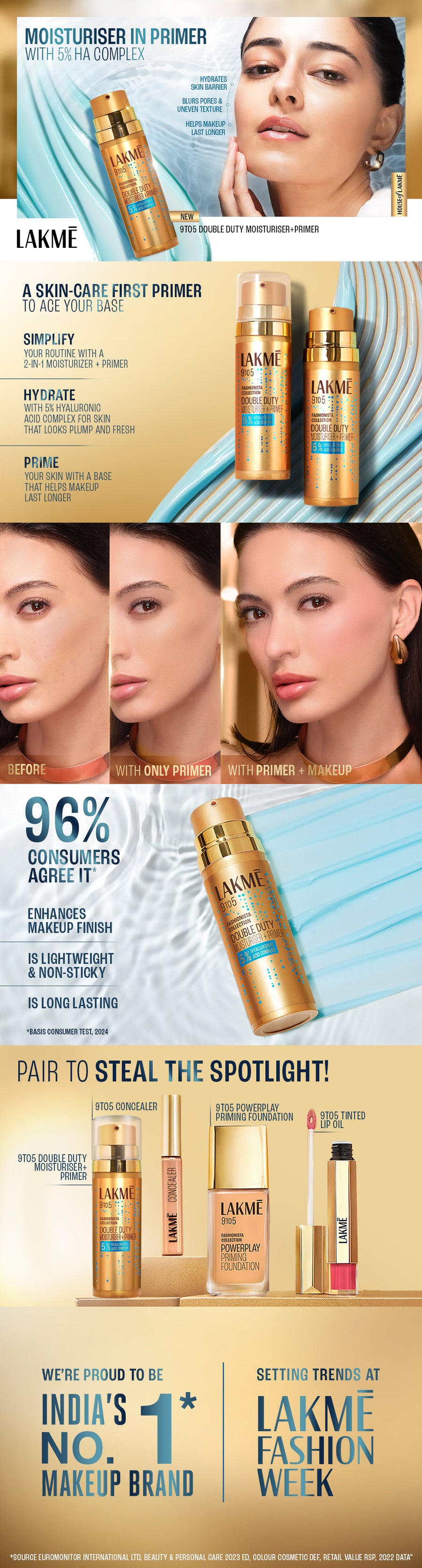 Lakmē 9to5 Double Duty Moisturizer Primer 30g - Main Image