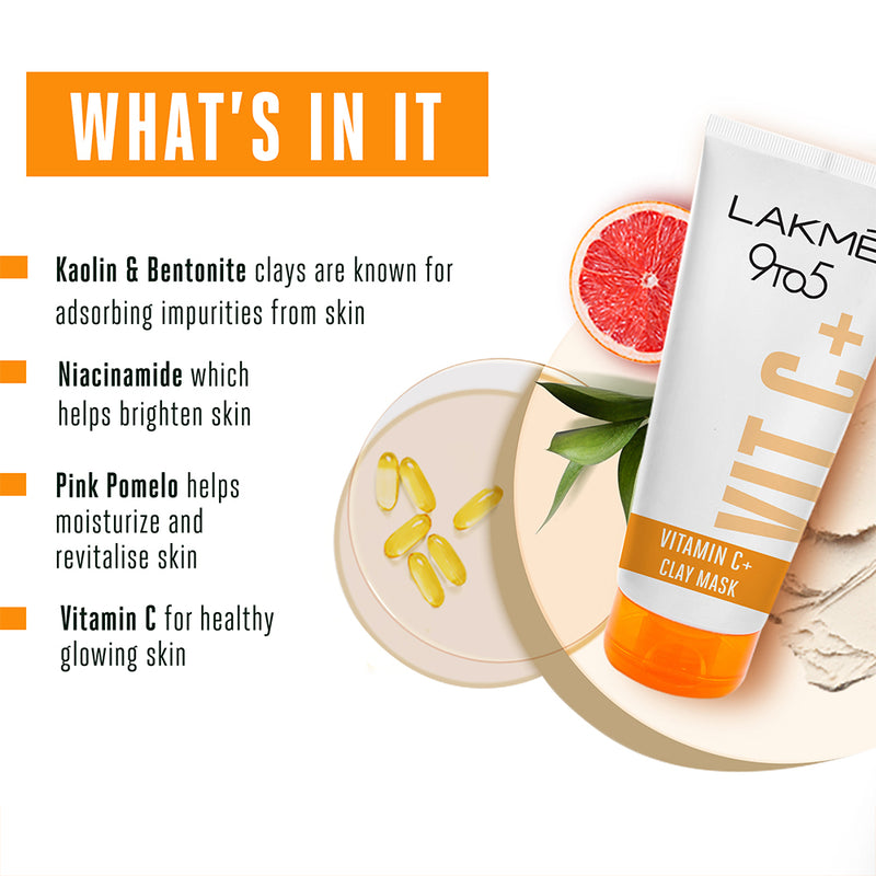 Lakmē 9to5 Vitamin C Clay mask, 50g