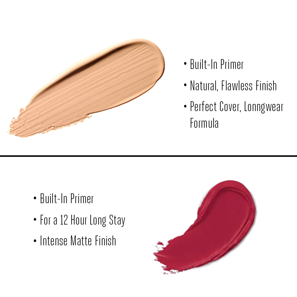 Primer + Matte Foundation & Lipstick Set